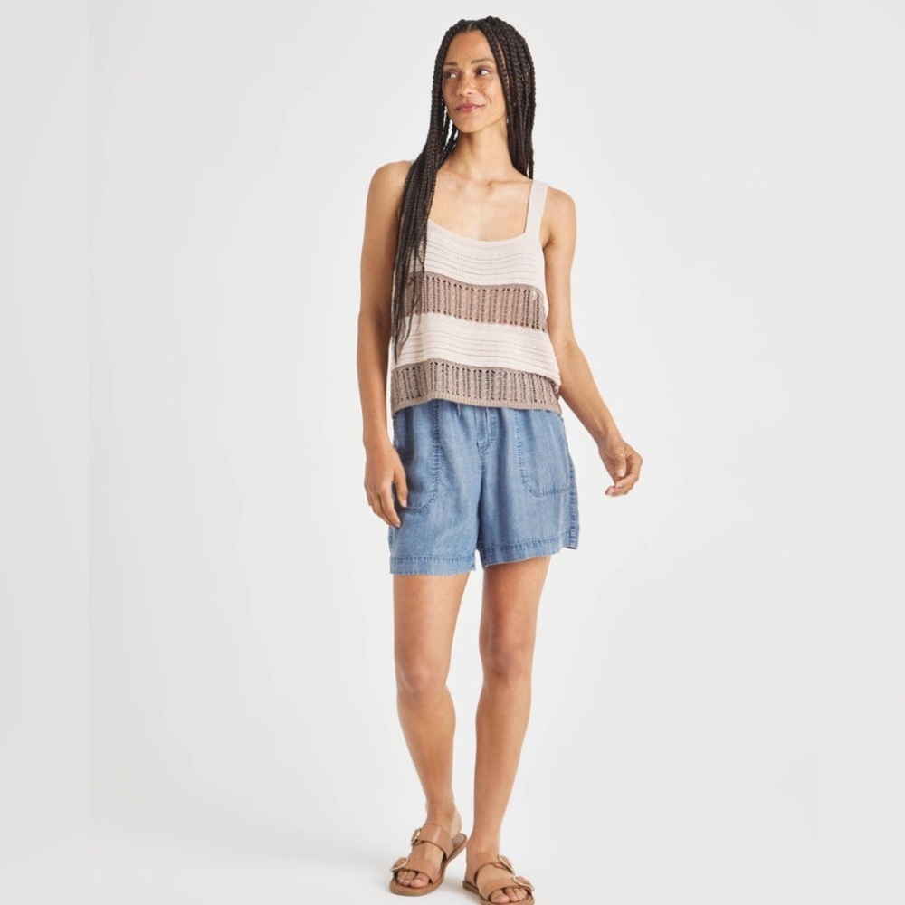 SPLENDID NWT* Women’s Nicola Two Tone Crochet Sweater Linen Blend Tank size S